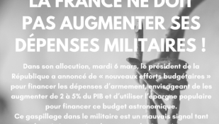 Les dépenses militaires de la France ne doivent pas augmenter !